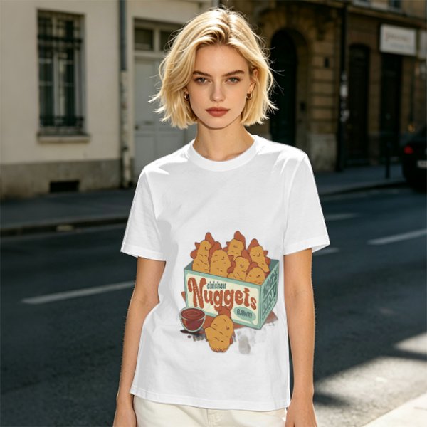 Olive T-Shirt With Cartoon Chicken Nuggets Box Print