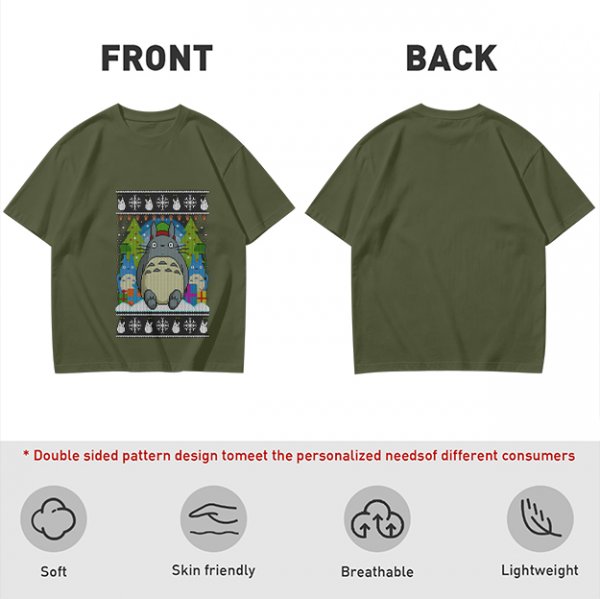 Totoro Christmas Ugly Sweater Style Graphic T-Shirt