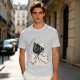 Olive T-shirt with Cute Black Cat Wrapped in Blanket Graphic