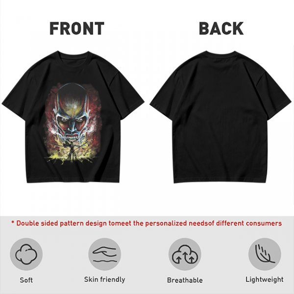 Olive T-shirt with Attack on Titan Colossal Titan Graphic Print