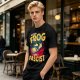 Olive graphic t-shirt with 'Better a Frog Than a Fascist' pilot frog design