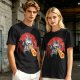 Olive T-Shirt With Laser Beam Shooting Cat Graphic