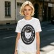 Olive t-shirt with 'New Emotion Caffeine Addiction' coffee cup graphic