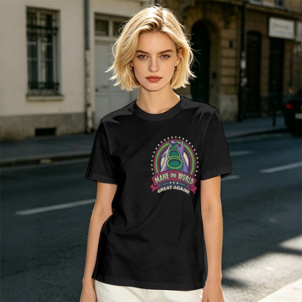 Olive T-Shirt With Make The World Great Again Space Graphic Print