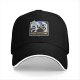 Black baseball cap with raccoon chef graphic and RACCACOOKIE text