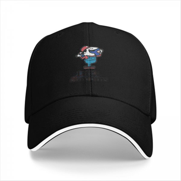 Black Baseball Cap With Cartoon Character Graphic Design