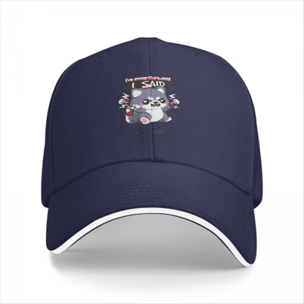 Black baseball cap with angry cartoon wolf graphic and I SAID text