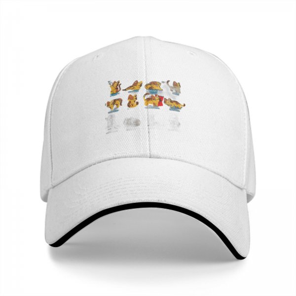 Black baseball cap with playful illustrated cat designs