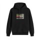 Black hoodie with retro TV and 'Raised by Television Corrupted by Memes' print
