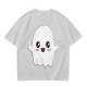 Olive T-shirt with Cute Kawaii Ghost Graphic Print