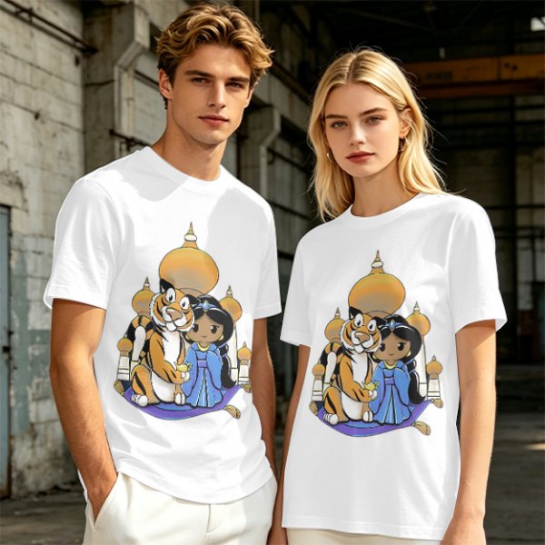 Disney Aladdin Princess Jasmine and Rajah Tiger Graphic T-Shirt
