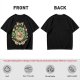 Olive green t-shirt with playful vegetable soup graphic print