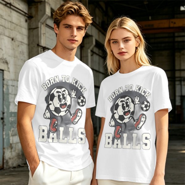 Olive Soccer Graphic T-Shirt with 'Born To Kick Balls' Print
