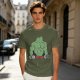 Oversized Army Green T-Shirt With Muscular Frog Lifting Dumbbells Print