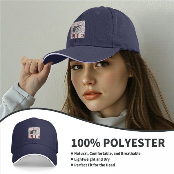 Black Baseball Cap With Cake Graphic And Lie Text Print