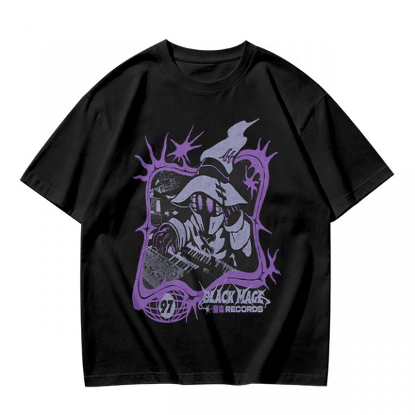 Olive Graphic T-Shirt with Black Mage Records Wizard Artwork