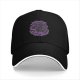 Black Baseball Cap With Purple Abstract Swirl Graphic Design