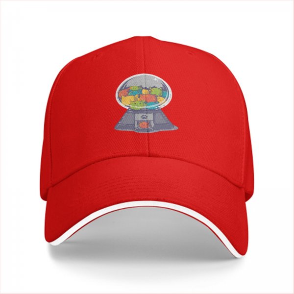 Black Baseball Cap With Cat Gumball Machine Graphic