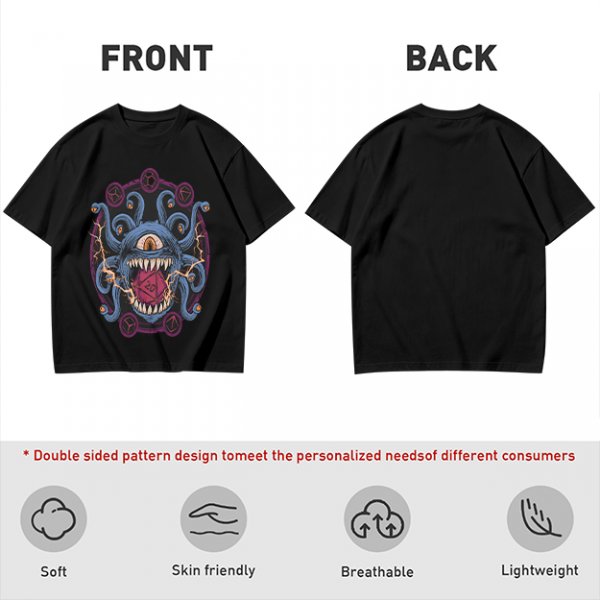 Olive T-Shirt With Dungeons & Dragons Beholder Monster Print
