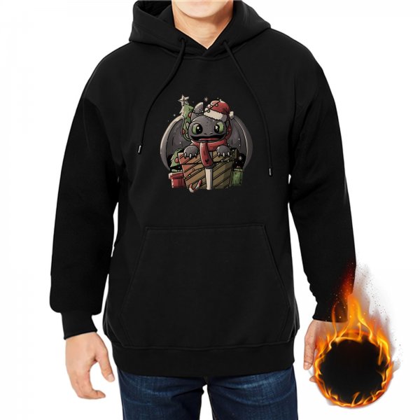 Black hoodie with Christmas Toothless dragon graphic