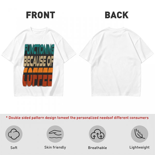 Olive Graphic T-Shirt with 'Functioning Because Of Coffee' Retro Print