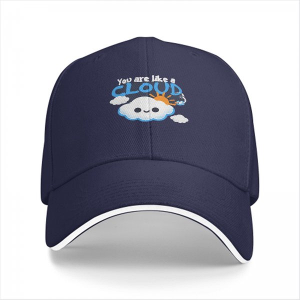 Black baseball cap with 'You are like a cloud' cute cloud graphic