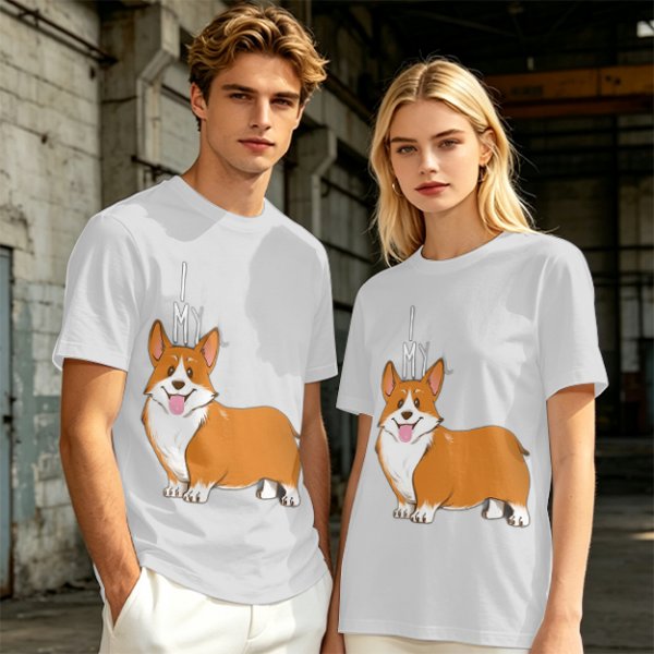 Olive Green T-Shirt With I Love My Corgi Graphic Print