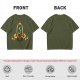 Olive Green T-Shirt With Ornate Golden Frame And Green Wolf Head Print