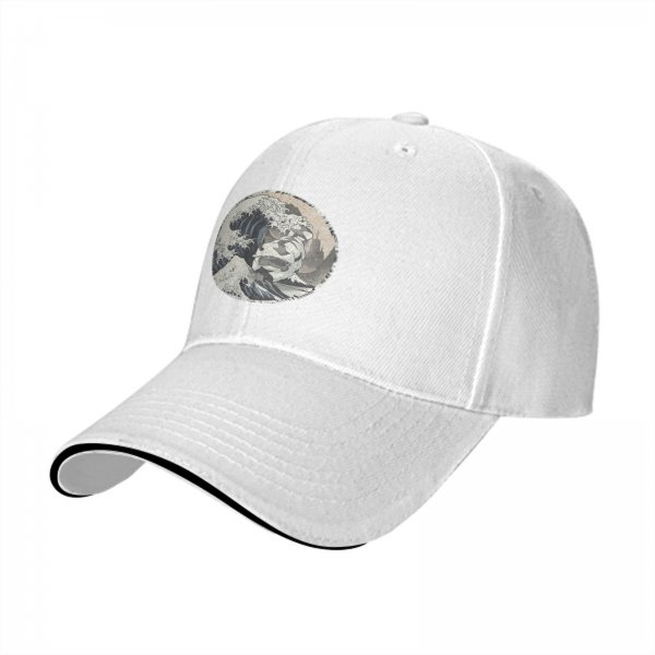 Black Baseball Cap with The Great Wave Off Kanagawa Print