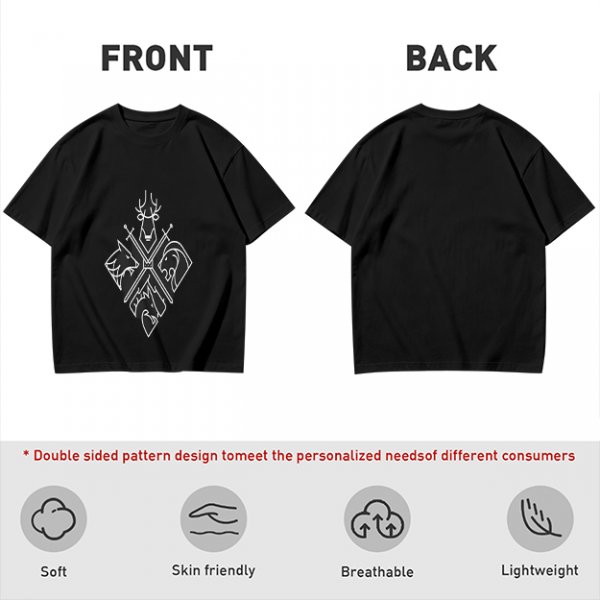 Olive T-Shirt With Four Animal Crest Graphic Design