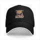 Black baseball cap with cute vampire cat 'too cute to be scary' print