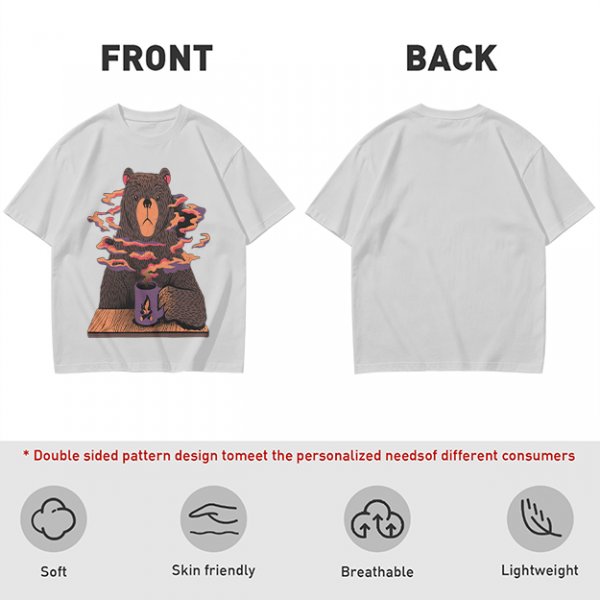 Olive T-Shirt With A Bear Holding A Campfire Mug Design