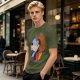 Olive T-Shirt Featuring Cowboy Goofy Cartoon Graphic