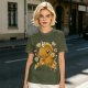 Olive T-Shirt With Cute Gingerbread Unicorn And Christmas Candy Print