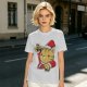 Olive Green T-Shirt With Waving Christmas Cat Graphic