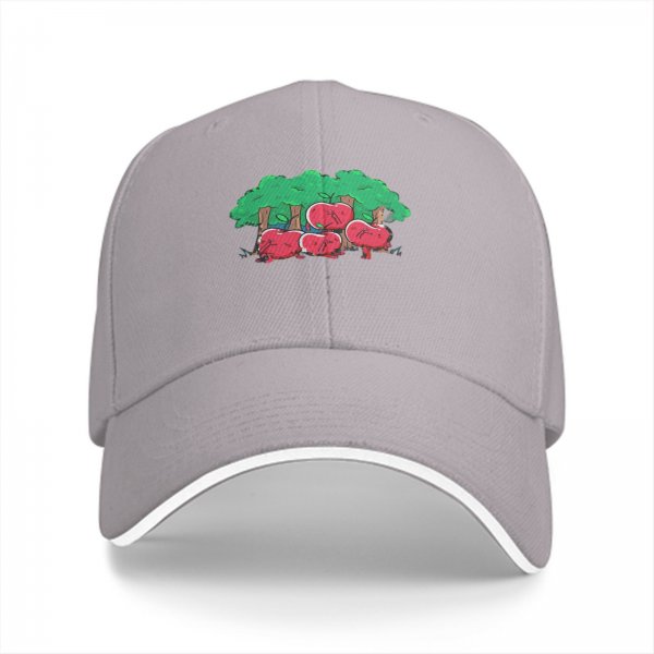 Black baseball cap with apple orchard graphic print