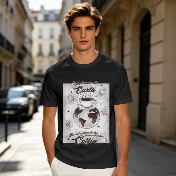 Welcome to Earth Coffee Lover Graphic T-Shirt