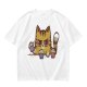 Olive T-Shirt With Angry Cat Holding Cupcakes Graphic Print