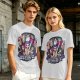 Olive Graphic Tee with Anime Character Group Print