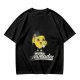 Olive green t-shirt with cheerful lemon mascot graphic and make lemonades text