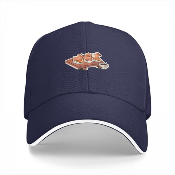 Black Baseball Cap With Cute Dumpling Food Illustration
