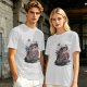 Olive graphic t-shirt with skeleton relaxing on coffin and 'Relax We All Die' text