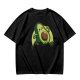 Olive Green T-Shirt with Cute Running Avocado Graphic