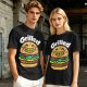 Olive T-Shirt with Smiling Grilled Burger Graphic