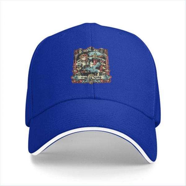 Black Baseball Cap with Vintage Goblin King Art Print