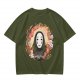 Spirited Away No-Face Graphic Tee with Cherry Blossoms and Lanterns