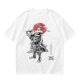 Olive T-shirt with Samurai Swordsman and Red Sun Print