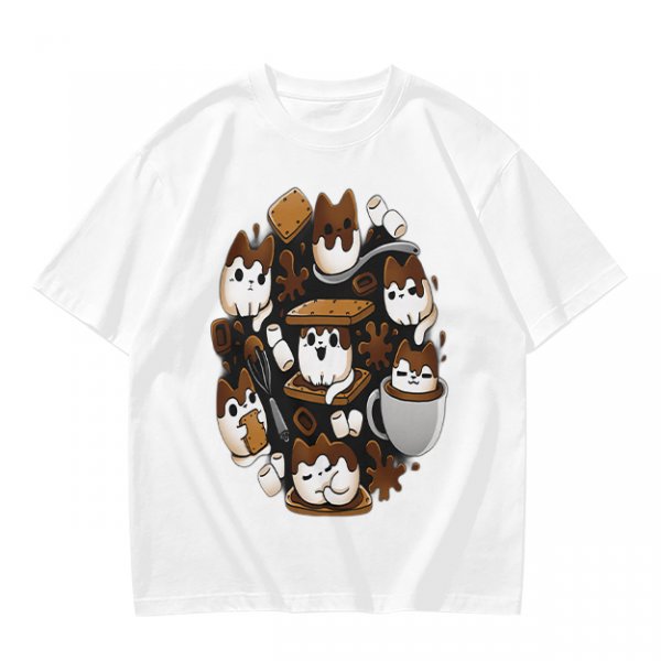 Olive T-Shirt With Cute S'mores Cat Graphic Design