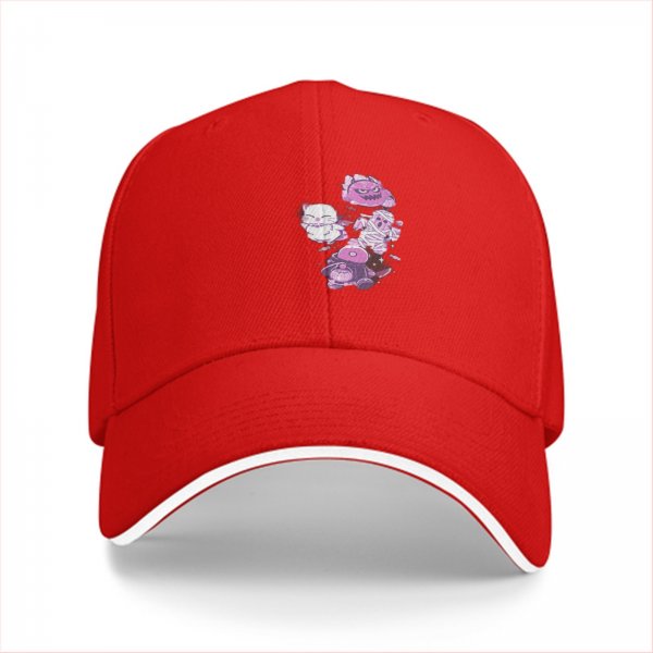Black Baseball Cap With Cute Halloween Monster Cat Print