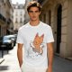 Olive T-Shirt with Cartoon Cat at Grave Print